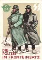 1942 Die Polizei im Fronteinsatz. Zum Tag der Deutschen Polizei / WWII German Nazi SS police propaganda. So. Stpl (tears)