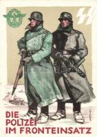 1942 Die Polizei im Fronteinsatz. Zum Tag der Deutschen Polizei  / WWII German Nazi SS police propaganda. So. Stpl (tears)