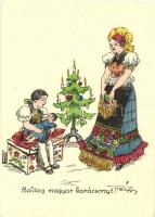 Boldog Magyar Karácsonyt! / Hungarian irredenta, Christmas greeting card, folklore s: Pálffy (EK)