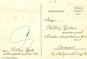 1941 Valahol Oroszországban. Kézzel rajzolt tábori postai levelezőlap / WWII Hungarian military fiel...