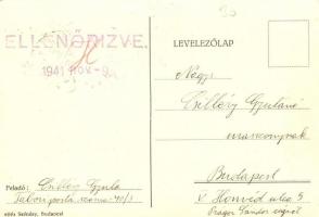 1941 Valahol Oroszországban. Kézzel rajzolt tábori postai levelezőlap / WWII Hungarian military fiel...
