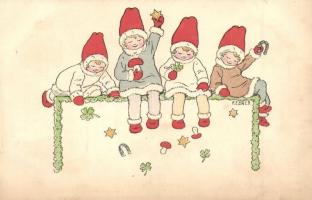 Children, Christmas, New Year. M. M. Nr. 1225. s: Pauli Ebner (kis szakadás / small tear)