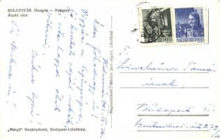 Kolozsvár, Cluj;, Árpád utca, Honvéd Hadtestparancsnokság, automobilok / street, army headquarters, ...