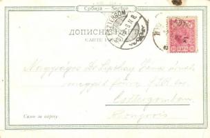 1898 Belgrade, Royal palace, school, theatre, academy. Art Nouveau, floral, litho  (EK)