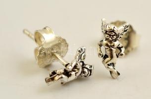 Ezüst(Ag) puttós fülbevalópár, jelzett, 0,8x0,6 cm, nettó: 1 g