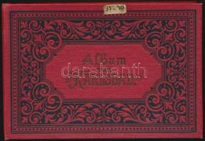 cca 1900 Album von Karlsbad,, 38 látképpel, litográfia, Carl Garte, díszes vászonkötésben, kis szaka...