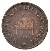 1906KB 1f Br Körmöcbánya (1,54g) T:2,2- / Hungary 1906KB 1 Fillér Br Kremnitz (1,54g) C:XF,VF Adamo K1