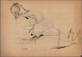 Czóbel jelzéssel: Vázlatrajz, tus, papír, 30×21 cm