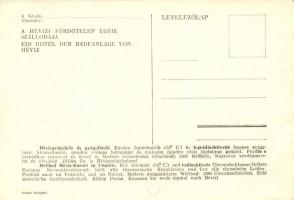 Hévíz, a fürdőtelep egyik szállodája, hátoldalon reklám (EK)