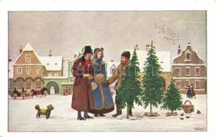 3 db RÉGI használatlan karácsonyi művészlap Biczó szignóval / 3 pre-1945 unused Christmas art postcards signed by Biczó