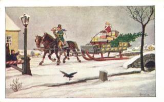 3 db RÉGI használatlan karácsonyi művészlap Biczó szignóval / 3 pre-1945 unused Christmas art postca...