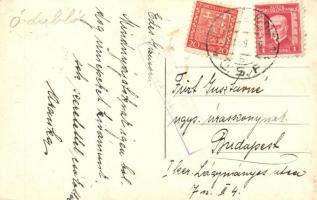 ~1930 Ólubló, Stará Lubovna; téli táj autómobillal / winter landscape with automobile. photo