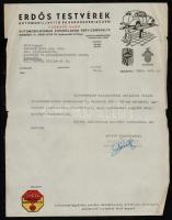 1942 Erdős Testvérek Automobiljavító és Karosszériaüzem, Packard-Nash automobilgyárak kizárólagos serviceműhelye, díszes fejléces levél, 29x22 cm