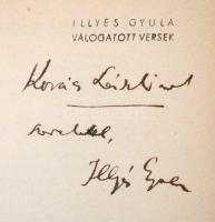 Illyés Gyula: Válogatott versek. Bp., 1943, Révai. DEDIKÁLT! Kiadói kopott plüss kötés, egyébként jó...