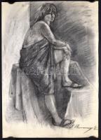 Barcsay jelzéssel: Női akt, szén, papír, 71,5×50 cm