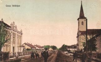 Csap, Chop; utcakép zsinagógával / street view with synagogue (EK)