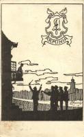 1918 Arminia / Armenian serenade art postcard. silhouette, artist signed (EK)