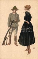 Lady with soldier. Ed. R.A. Serie 101. litho s: C.P.