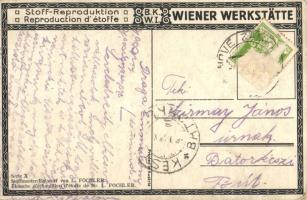 Art Nouveau lady. Stoff-Reproduktion, B.K.W.I. Serie X. Wiener Werkstätte, Stoffmuster-Entwurf von L...