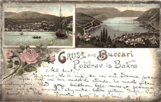 1896 (Vorläufer!) Bakar, Bukkari, Buccari; Art Nouveau, floral, litho (EK)
