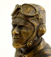 Hans-Ulrich Rudel (1916-1982) Stuka-pilóta mellszobra, bronz, alabástrom talapzaton, m: 13 cm