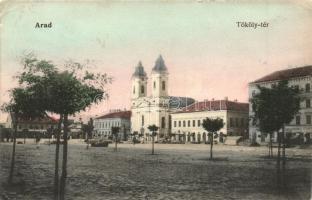 Arad, Tököly tér, templom / square view with church (EK)