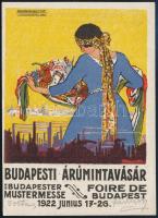1922 Bp., A Budapesti Árumintavásár litografált szórólap, Faragó Géza szignójával, 12x9 cm