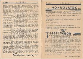 cca 1930 A Tábor cserkészújság 2. lapszáma, érdekes írásokkal, 12 p