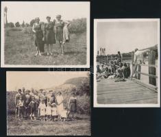 1920, 1922 Badacsonyi fürdőzők, 3 db fotó, 8x11 cm