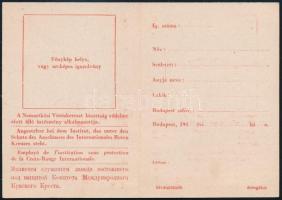 cca 1944-1945 A Nemzetközi Vöröskereszt védett intézmény dolgozója számára készült igazolványa,  kit...