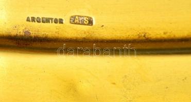 Argentor jelzett réz tál, mesterjeggyel (SA), apró horpadással,  31×19 cm