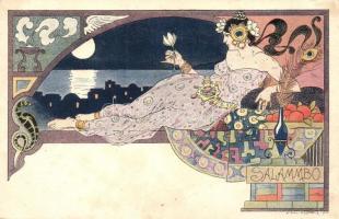 Salammbo. French Art Nouveau lady art postcard s: E. Louis-Lessieux