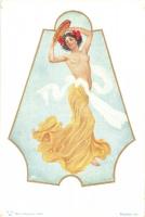 4 db régi szecessziós erotikus művészlap Rejchan szignójával / 4 pre-1900 Art Nouveau erotic art postcards signed by Rejchan