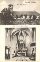 Tövis, Teius; Római katolikus templom, belső és külső nézet. Klein Albert kiadása / church, interior and exterior view