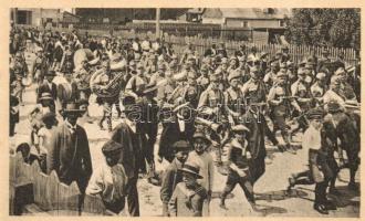 1916 Nagyszeben, Hermannstadt, Sibiu; Első világháborús mozgosítás, katonai zenekar. Emil Fischer, Jos. Drotleff / Mobilisation / WWI K.u.K. military mobilisation, military band