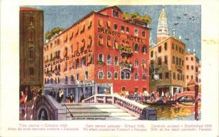 Venezia, Venice; Splendid Hotel / hotel advertising card, map on the backside (EK)