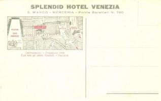 Venezia, Venice; Splendid Hotel / hotel advertising card, map on the backside (EK)