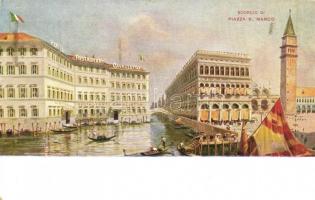 Venezia, Venice; Piazza S. Marco, Hotel Restaurant cavalletto / square, canal, hotel advertising card (EK)