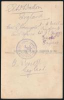 cca 1920-1940 Osztrák cserkészek, tiroli nadrágban, fotólap, a hátoldalon pecséttel, aláírásokkal,8x...