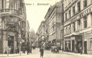 Vienna, Wien I. Kohlmarkt, Hotel Müller / street view with hotel and shops of Simon Waldstein