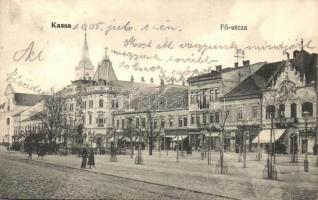 Kassa, Kosice; Fő utca, Lefkovits Izidor üzlete / main street with shops (EK)