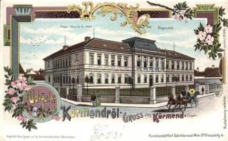 1899 Körmend, Polgári leány és fiú iskola. Neu Ignátz és fia. Kunstanstalt Karl Schwidernoch. Art Nouveau, floral, litho  (EK)