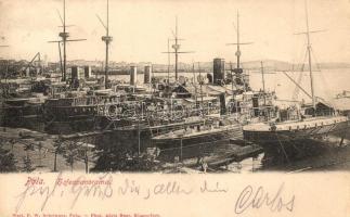 Pola, Kriegshafen. K.u.K. Kriegsmarine. Phot. Alois Beer / SMS Pelikan minelayer