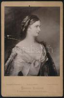 cca 1870 Erzsébet királynét ábrázoló fénnyomat kartonon, tűlyukkal 11x17 cm