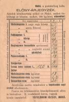 Teitelbaum József makói hagyma kereskedő reklámlapja, hátoldalon árjegyzék / Hungarian onion salesma...