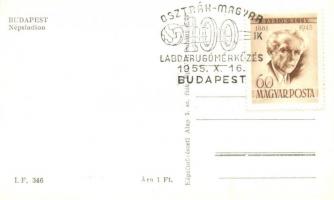 1955 A 100. Osztrák-Magyar válogatott labdarúgó mérkőzés a budapesti Népstadionban. Képzőművészeti A...