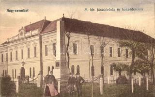 Nagyszombat, Tyrnau, Trnava; M. kir. Járásbíróság, Honvéd szobor / court, military monument (ferdén vágott / slant cut)