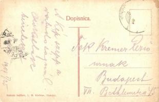 Vinkovce, Vinkovci; Hosszú utca, Kerületi bíróság, Katolikus templom, Lehrner szálloda, paplak / str...