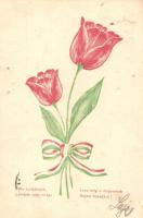 2 db régi tulipános irredenta képeslap / 2 Hungarian pre-1906 irredenta art postcards with tulips