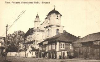 Pinsk, Polnische Benediktiner Kirche / church interior - 2 pre-1916 postcards + A IV. Hadsereg m. kir. honvéd tisztjelöltek lovassági tanfolyamának parancsnoksága